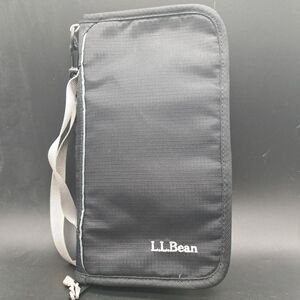 LL Bean Large Bifold Wallet Passport Travel Organizer Black Zippered Black
